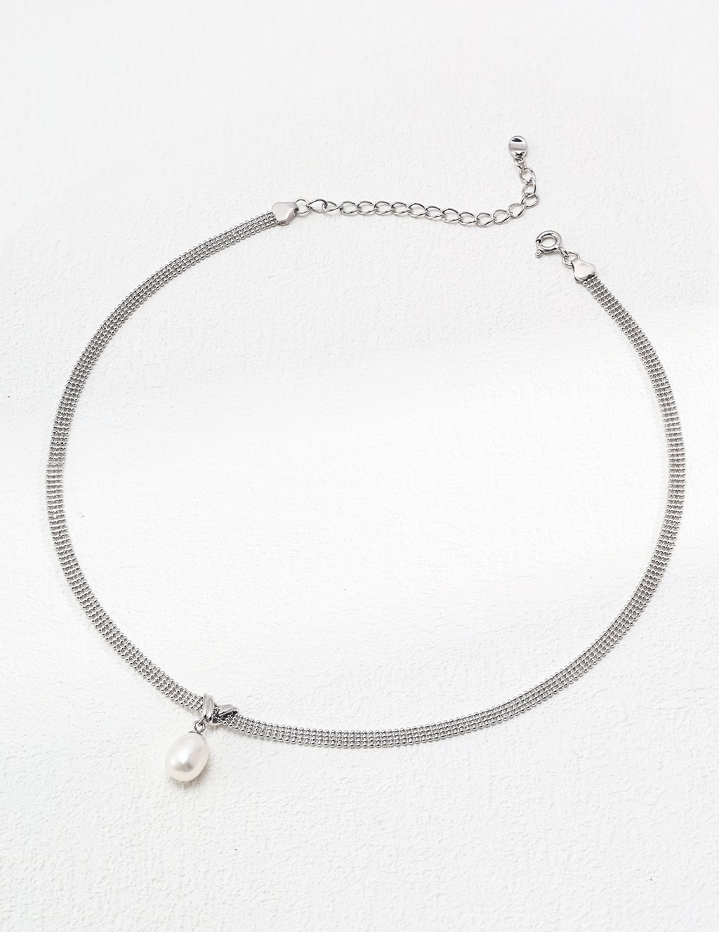 925 Silver Natural Pearl Necklace - Adjustable Chain In Vintage Gold Or Platinum Finish