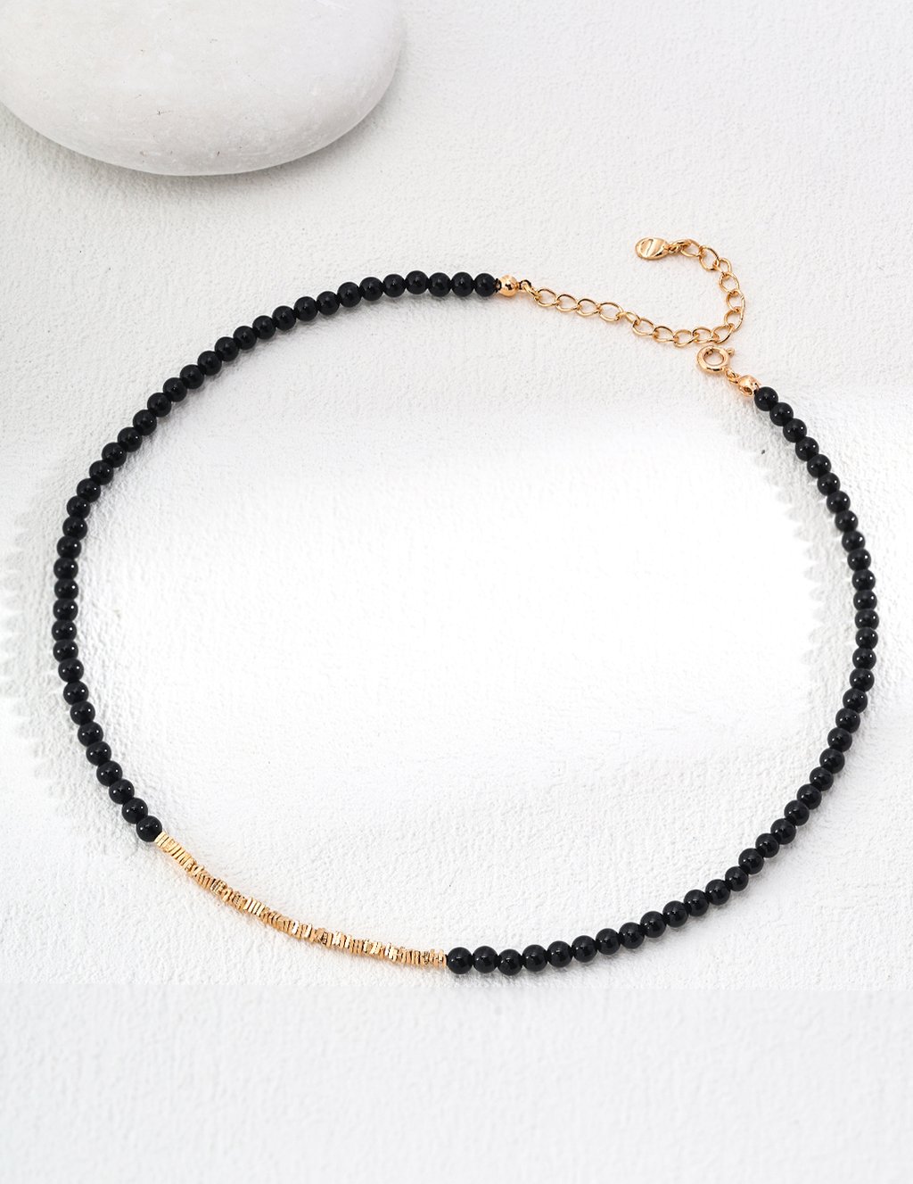 S925 Silver Minimalist Black Onyx Adjustable Necklace