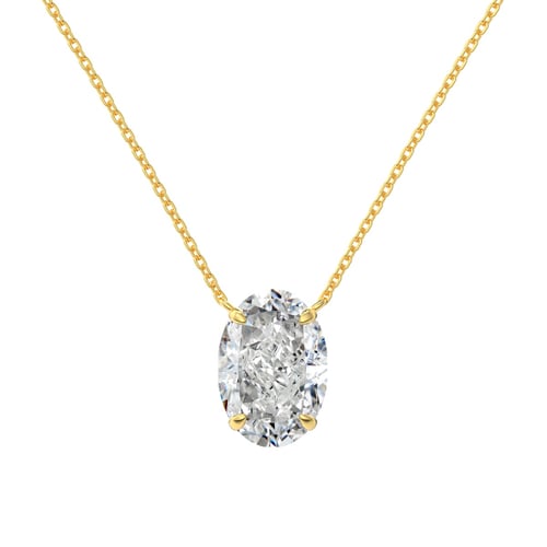 "Realm Series" 925 Silver Necklace with 8A Oval Ice Flower Cut Zirconia - 18K Gold Plated Solitaire Pendant