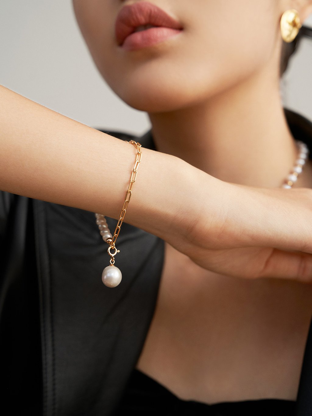 S925 Silver Fashionable Baroque Pearl Adjustable Bracelet