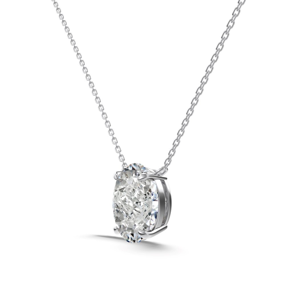 &Quot;Realm Series&Quot; 925 Silver Necklace With 8A Oval Ice Flower Cut Zirconia - 18K Gold Plated Solitaire Pendant