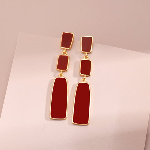 Red Enamel Sterling Silver Earring Stud