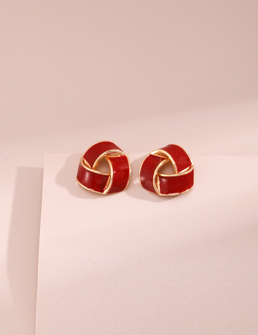 Red Enamel Sterling Silver Earring Studs