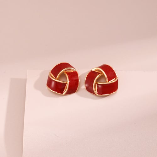 Red Enamel Sterling Silver Earring Studs