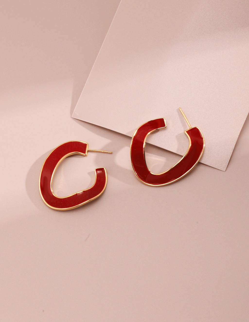 Red Enamel Sterling Silver Earring Hoops