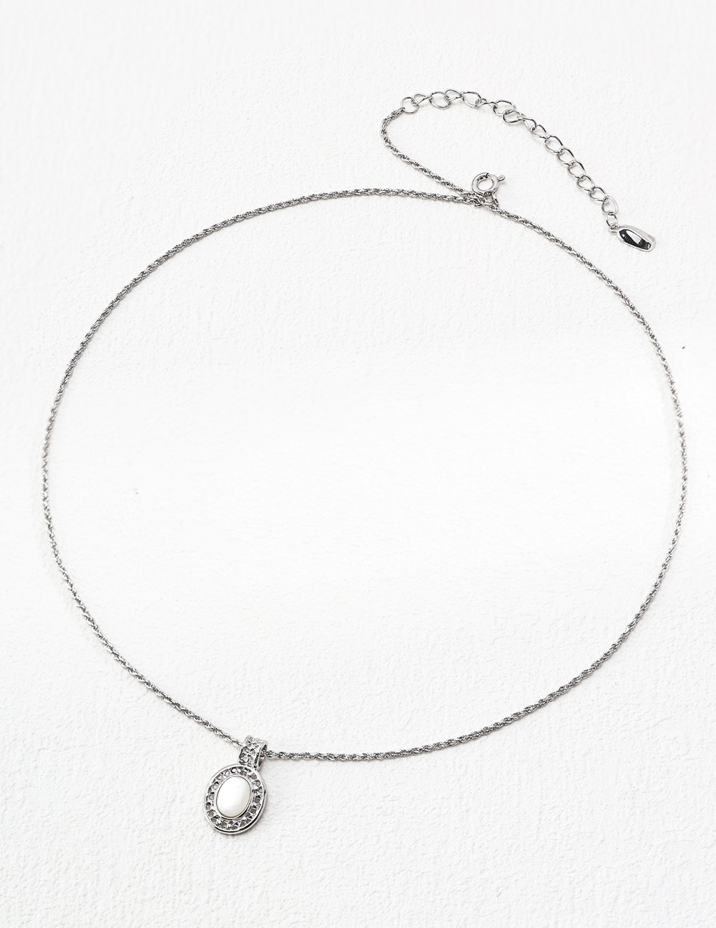 # Minimalist 925 Silver Necklace &Amp; Earring Set | Silver Thread Pearl | Adjustable Chain | D0541