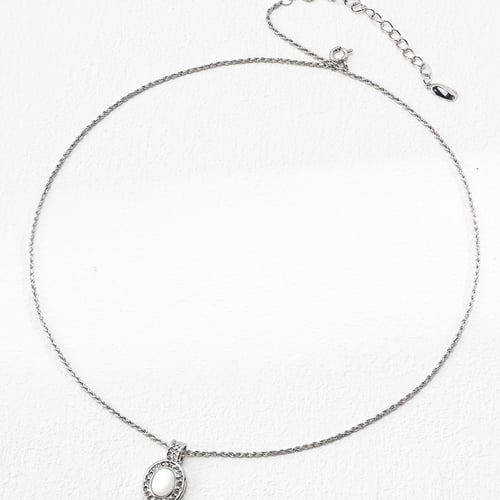 # Minimalist 925 Silver Necklace & Earring Set | Silver Thread Pearl | Adjustable Chain | D0541