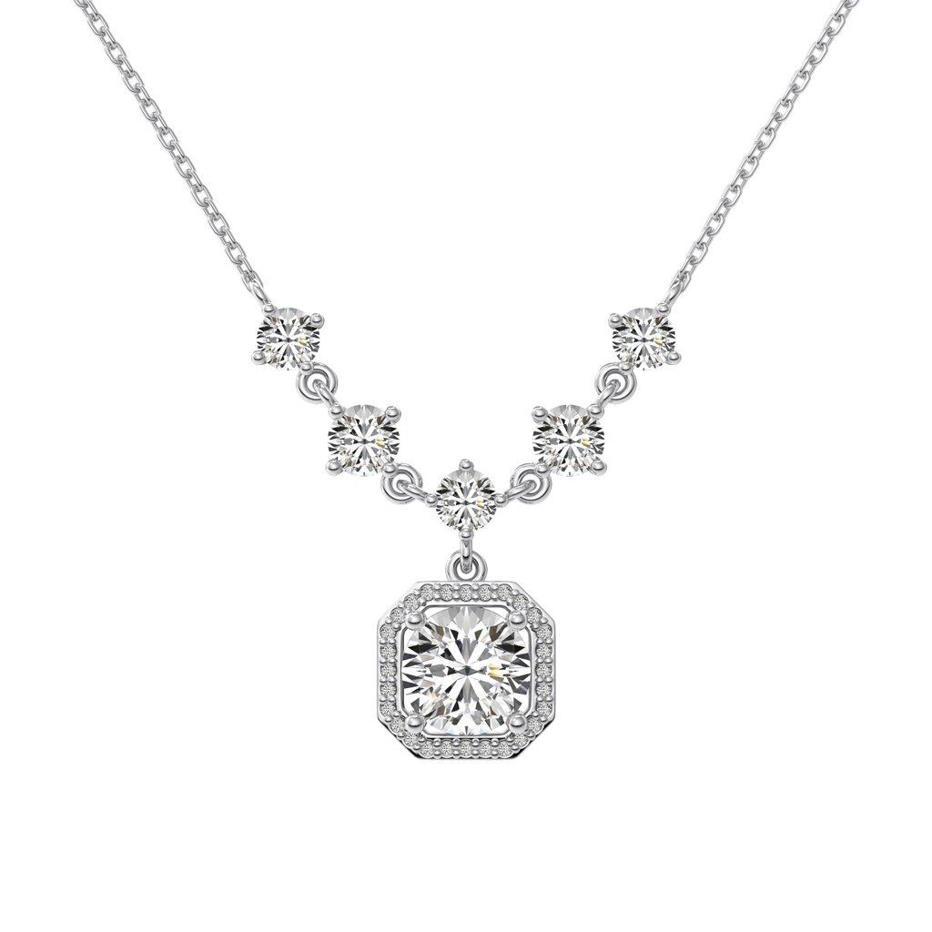 &Quot;Realm Series&Quot; 925 Silver Necklace With 5A Pink Round Zirconia - Elegant Solitaire Pendant