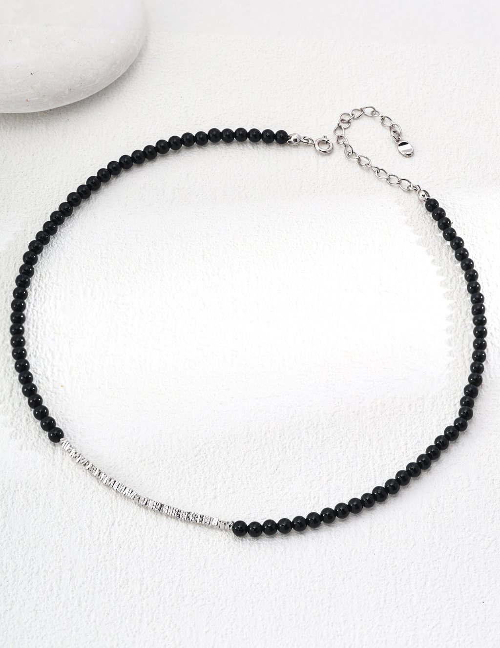 S925 Silver Minimalist Black Onyx Adjustable Necklace