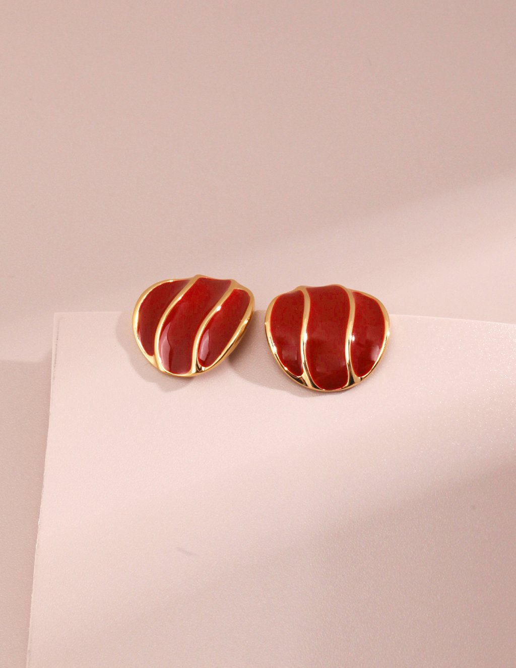 Red Enamel Sterling Silver Earring Stud