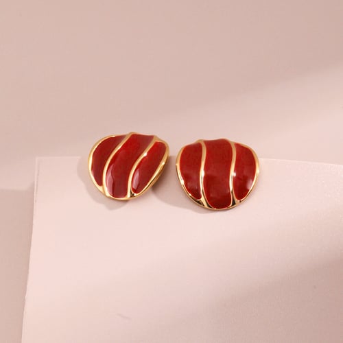 Red Enamel Sterling Silver Earring Stud