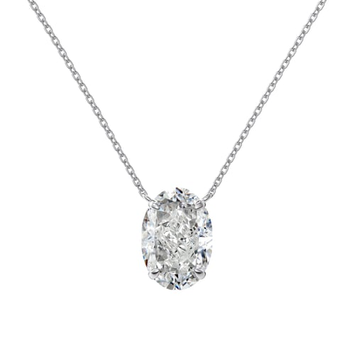 "Realm Series" 925 Silver Necklace with 8A Oval Ice Flower Cut Zirconia - 18K Gold Plated Solitaire Pendant