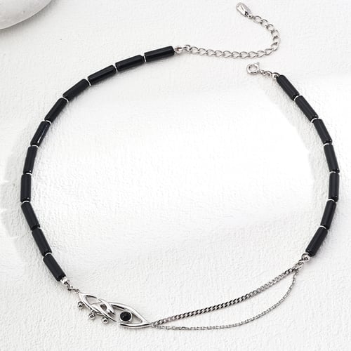 925 Silver Vintage Black Onyx Adjustable Necklace