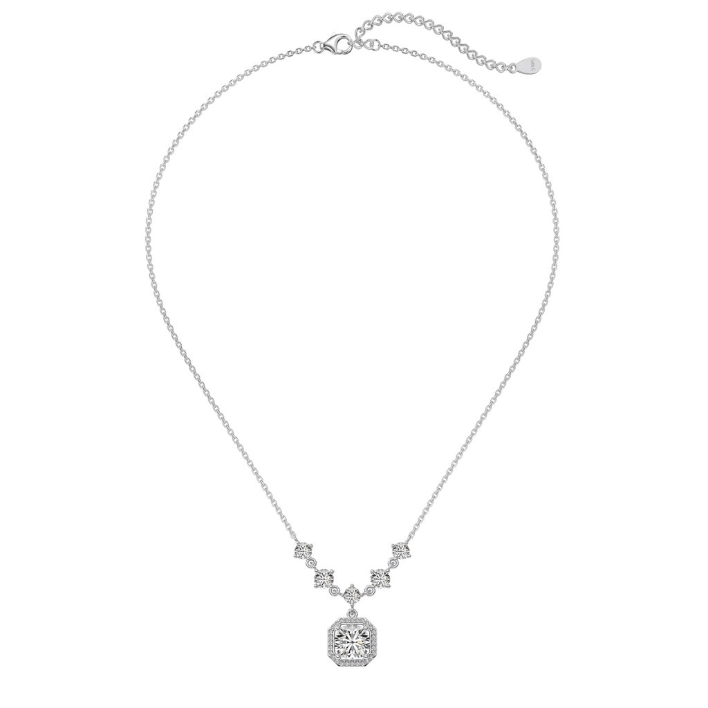 &Quot;Realm Series&Quot; 925 Silver Necklace With 5A Pink Round Zirconia - Elegant Solitaire Pendant