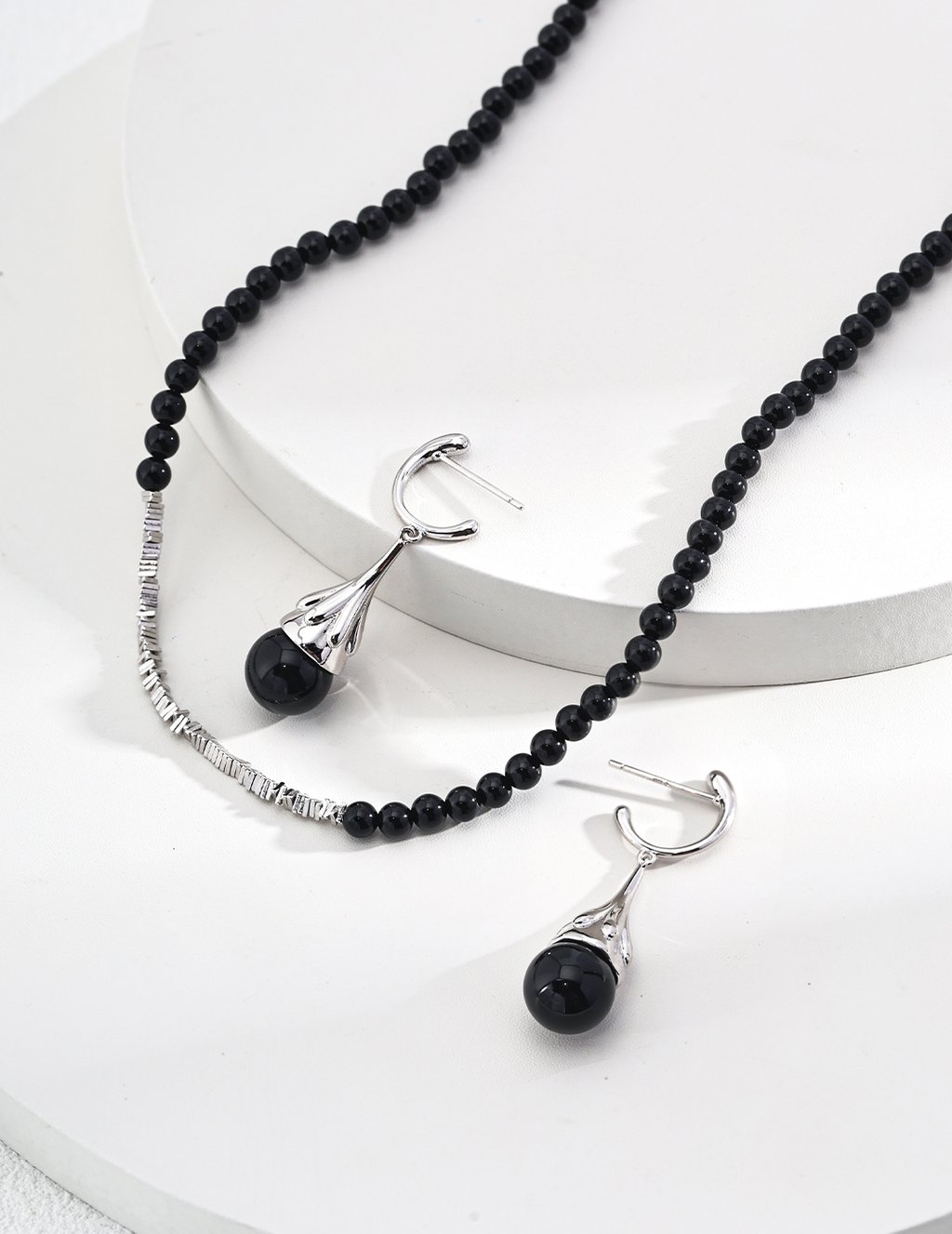 S925 Silver Minimalist Black Onyx Adjustable Necklace