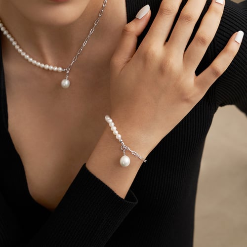 S925 Silver Fashionable Baroque Pearl Adjustable Bracelet