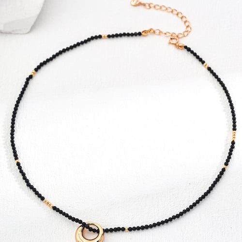 Elegant Vintage Gold 925 Silver Black Onyx Pendant Necklace | Adjustable Chain | D0554-2