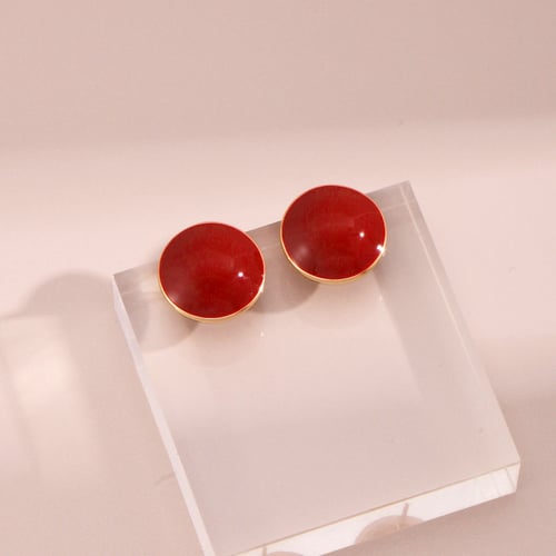 Red Enamel Sterling Silver Earring Stud