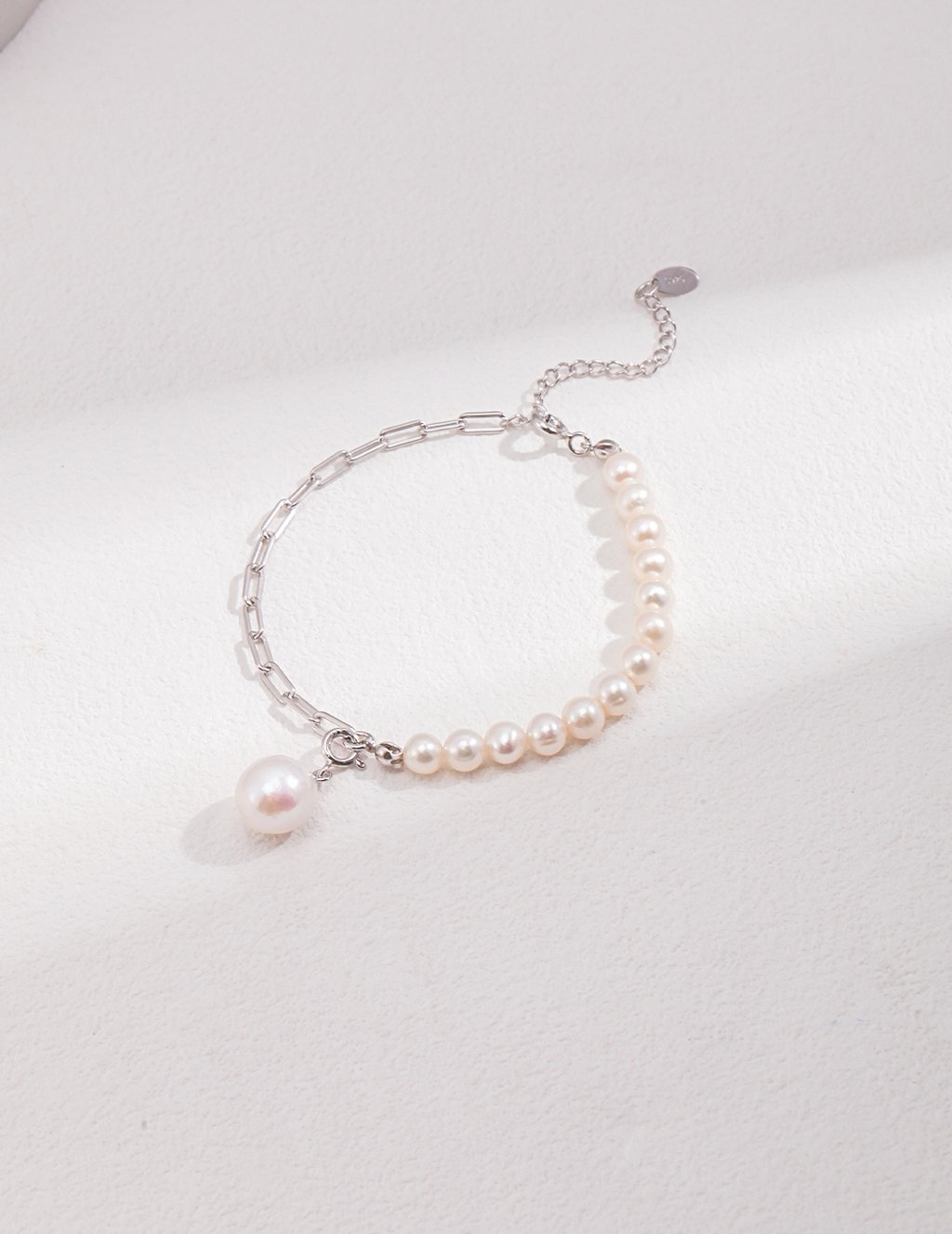 S925 Silver Fashionable Baroque Pearl Adjustable Bracelet