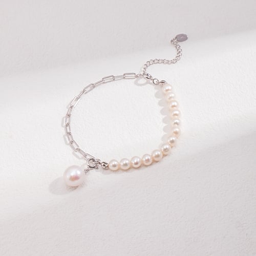 S925 Silver Fashionable Baroque Pearl Adjustable Bracelet