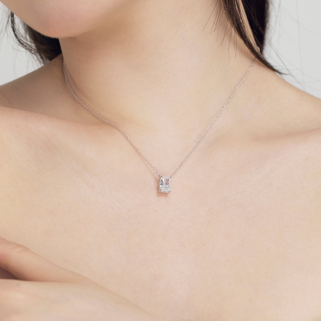 # 'Realm Series' S925 Silver Necklace | 8A Ice Flower Cut Zircon Pendant | 18K Plated | Elegant Minimalist Design